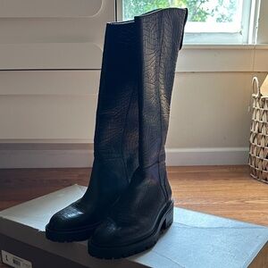 New Joie Black Croc-Patterned Heeled Boots